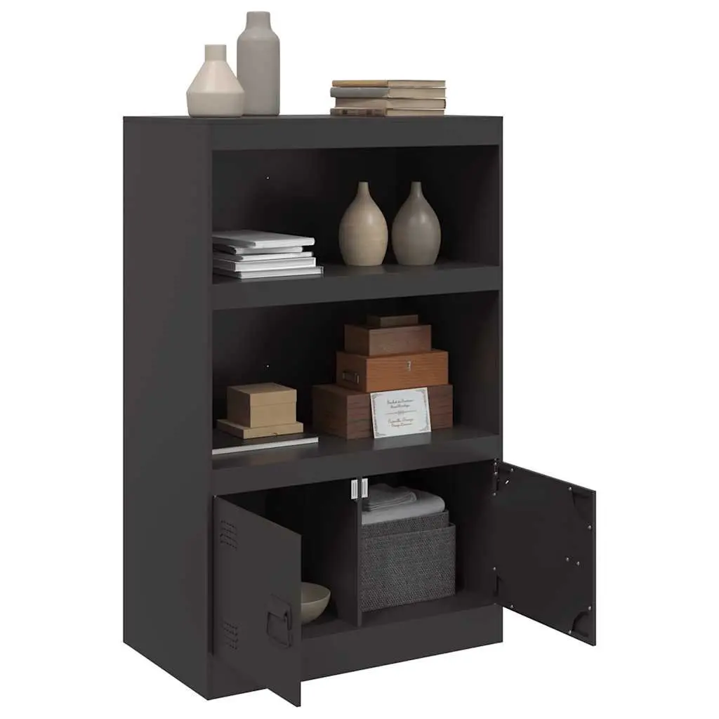 Sideboard Cold-Rolled Steel 67x39x107 cm Black Storage Cabinet Buffet Furniture