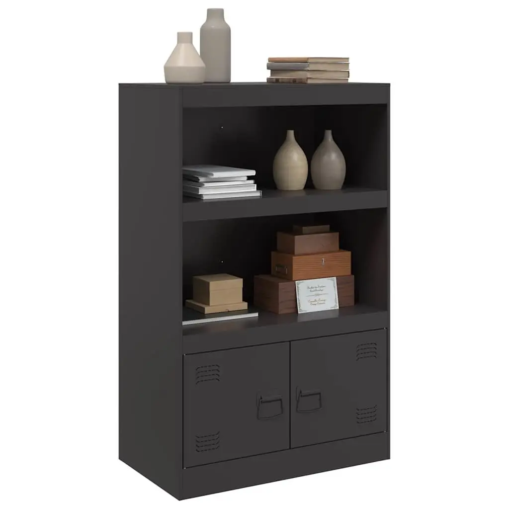 Sideboard Cold-Rolled Steel 67x39x107 cm Black Storage Cabinet Buffet Furniture
