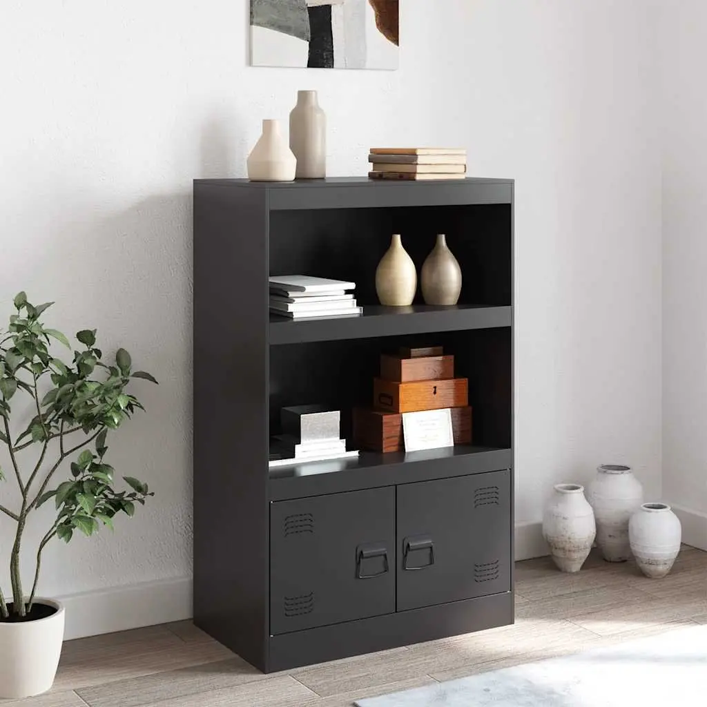 Sideboard Cold-Rolled Steel 67x39x107 cm Black Storage Cabinet Buffet Furniture