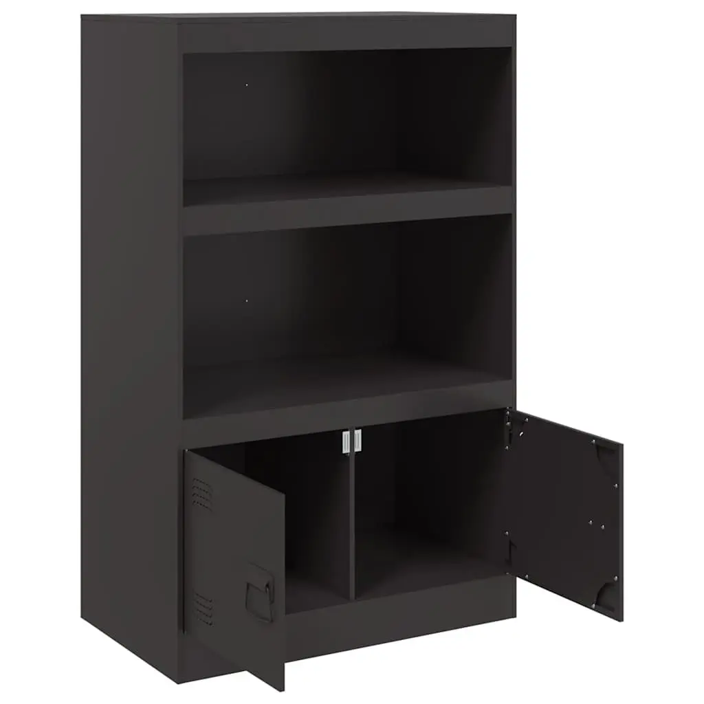 Sideboard Cold-Rolled Steel 67x39x107 cm Black Storage Cabinet Buffet Furniture