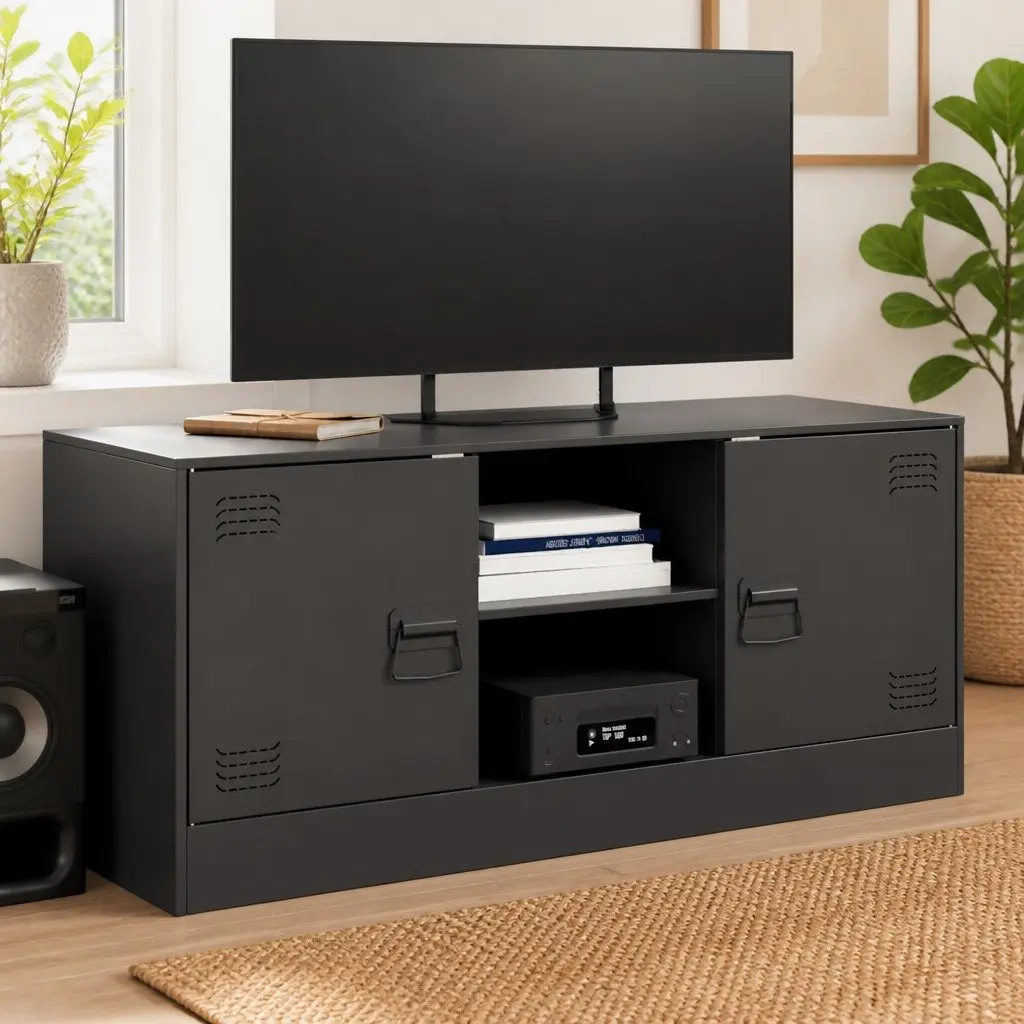 TV Cabinet Steel Frame 99x39x44cm Black