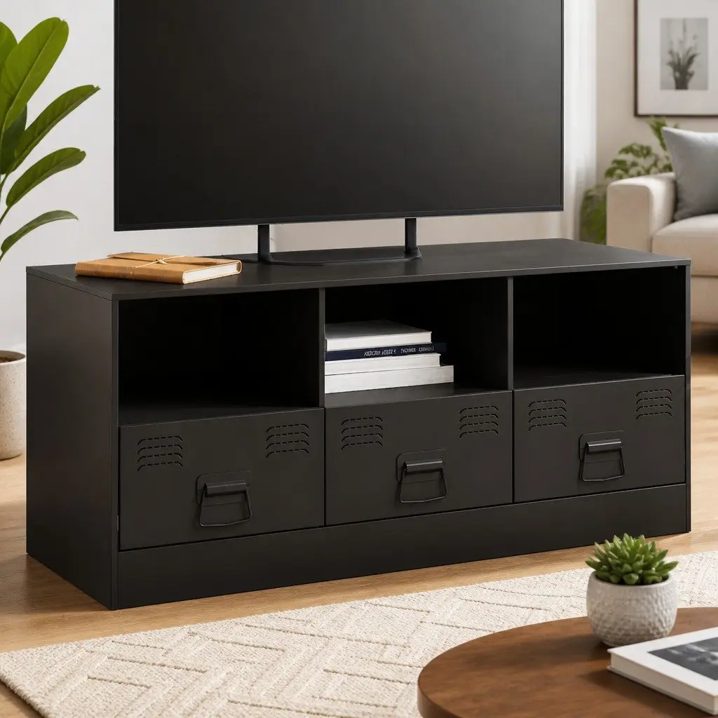 Black TV Cabinet Storage Unit 99x39x44 cm
