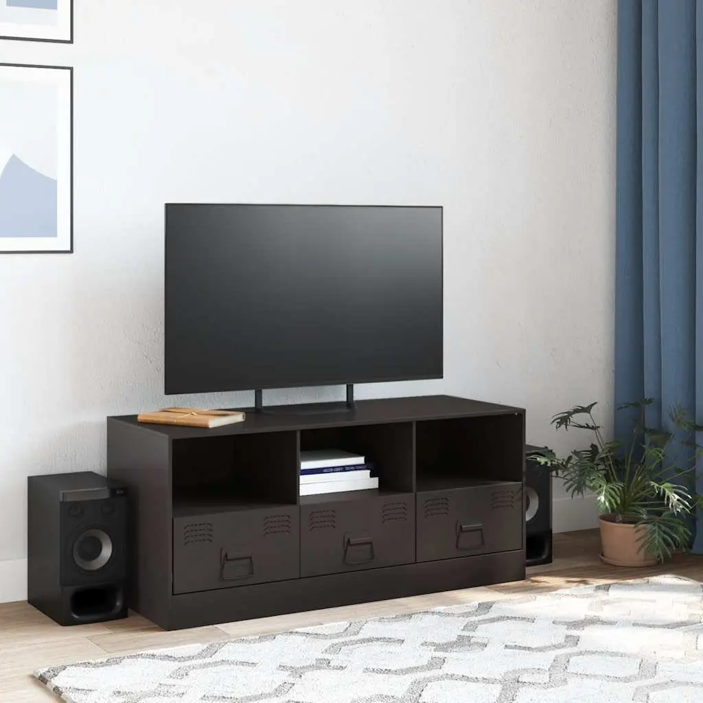 Black TV Cabinet Storage Unit 99x39x44 cm