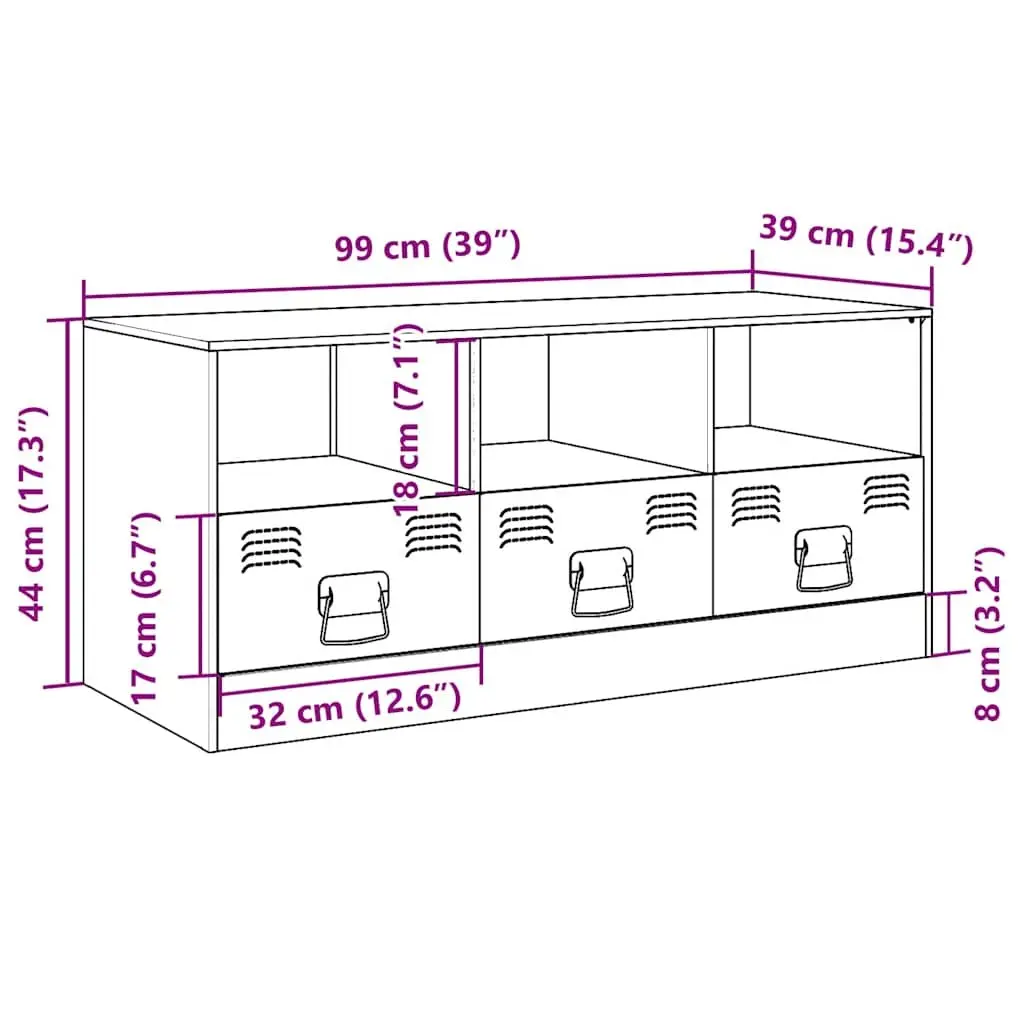 Black TV Cabinet Storage Unit 99x39x44 cm