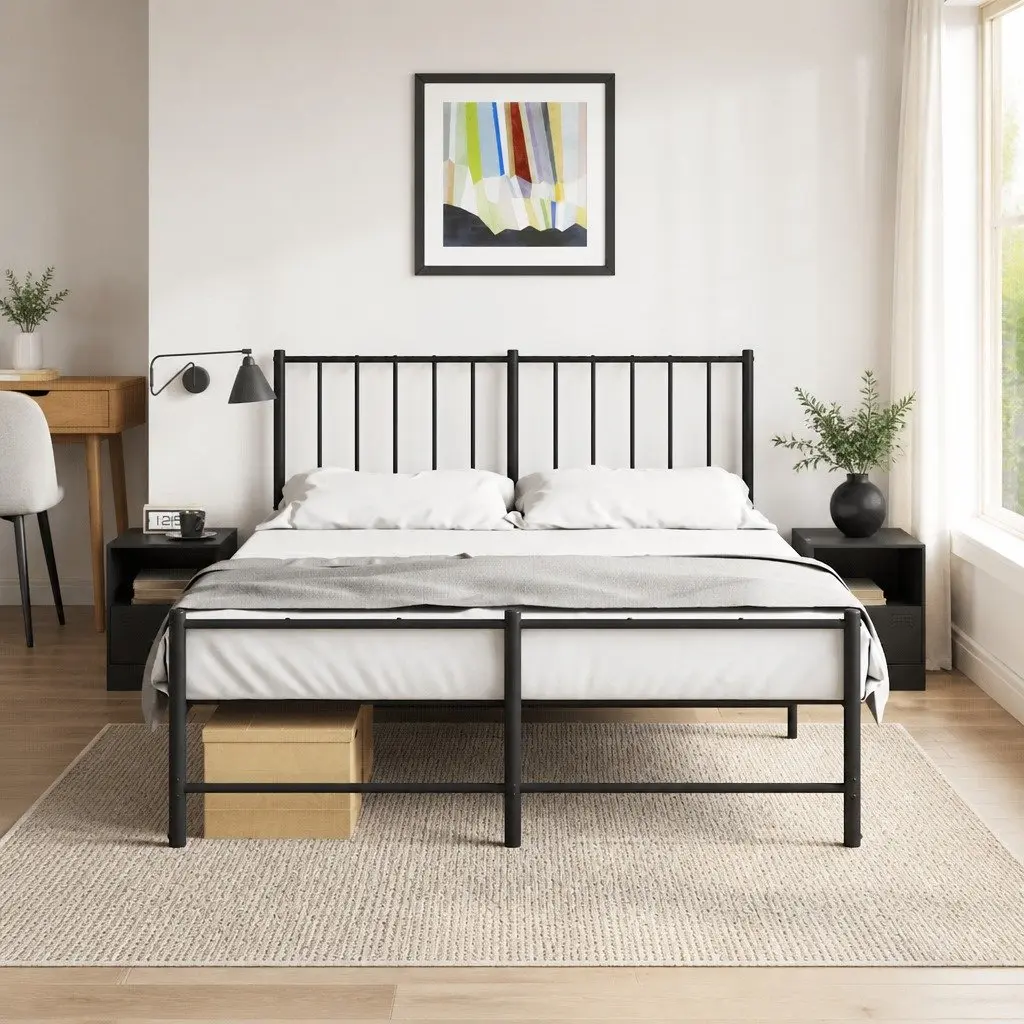 Bedside Cabinets 2pc Black Nightstand Storage Bedroom Furniture 34.5x39x44cm