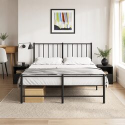 Stylish Black Nightstands: 2pc Bedside Cabinets