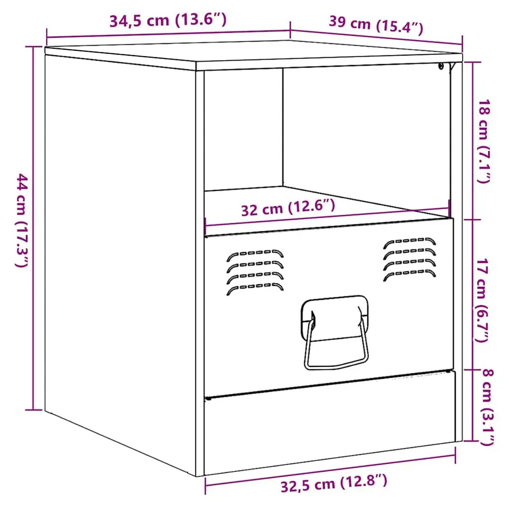 Bedside Cabinets 2pc Black Nightstand Storage Bedroom Furniture 34.5x39x44cm