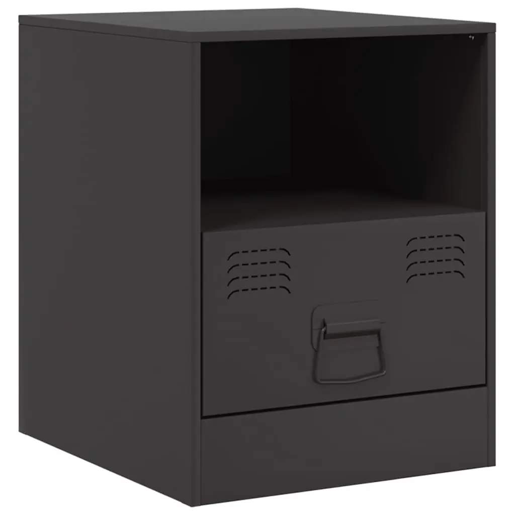 Bedside Cabinets 2pc Black Nightstand Storage Bedroom Furniture 34.5x39x44cm