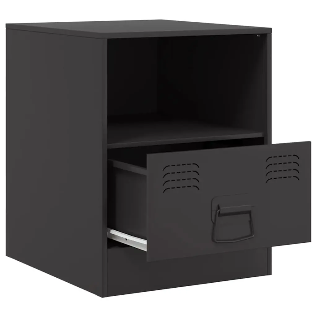 Bedside Cabinets 2pc Black Nightstand Storage Bedroom Furniture 34.5x39x44cm