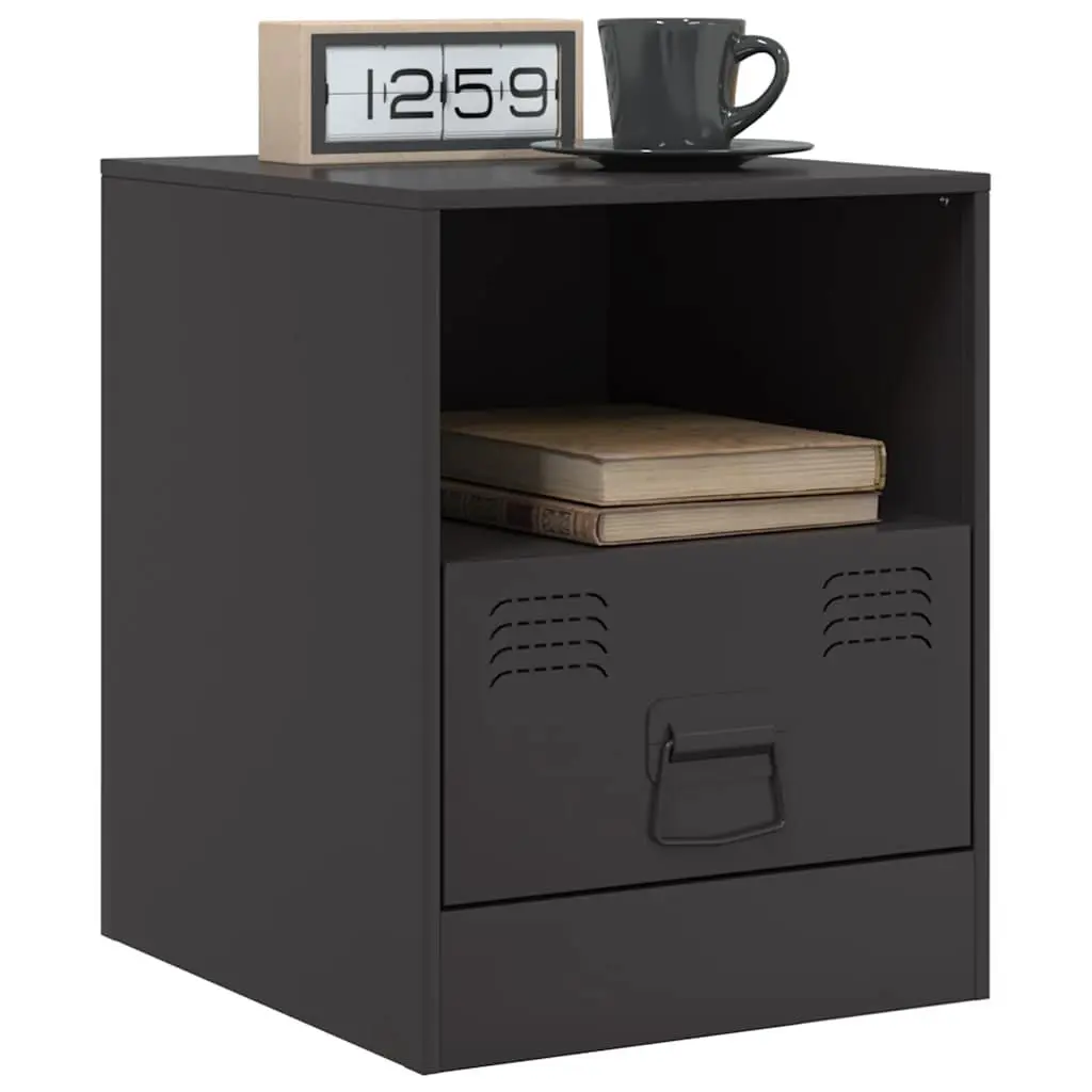 Bedside Cabinets 2pc Black Nightstand Storage Bedroom Furniture 34.5x39x44cm