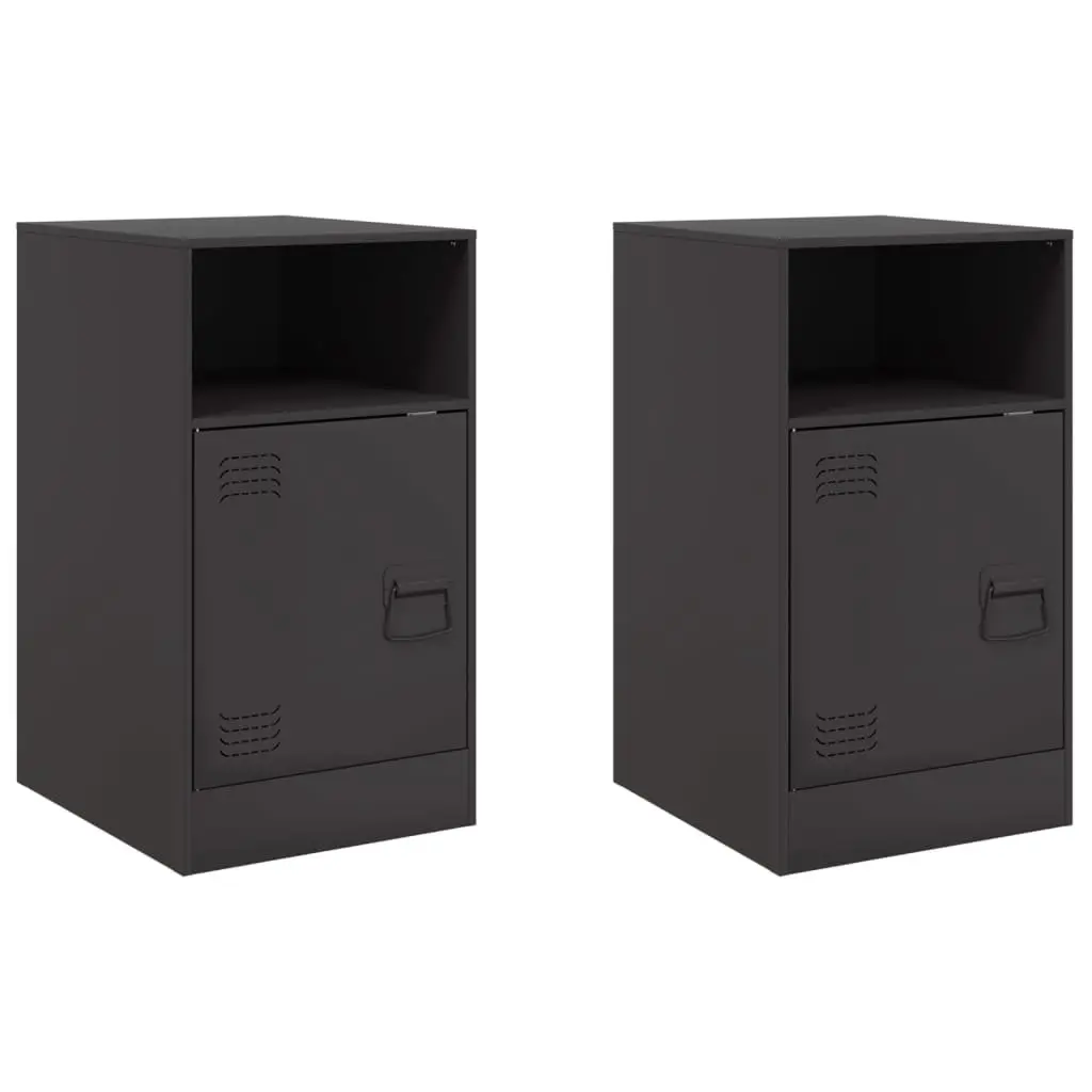Bedside Cabinet Cold-Rolled Steel 34.5 x 39 x 62 cm Black 2 Piece