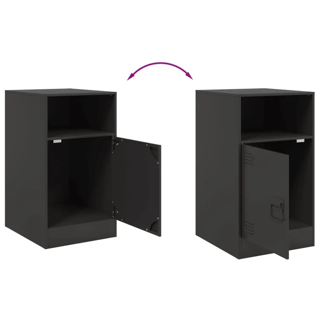 Bedside Cabinet Cold-Rolled Steel 34.5 x 39 x 62 cm Black 2 Piece