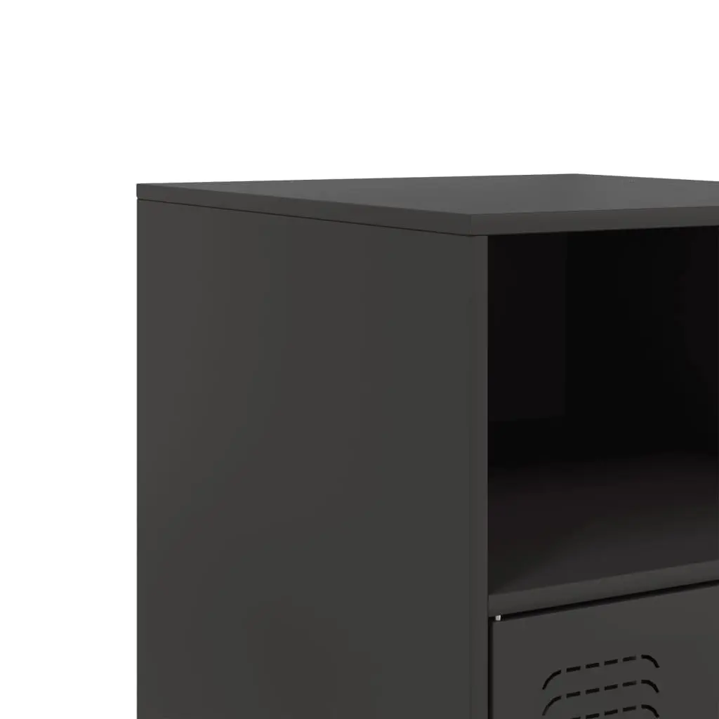 Bedside Cabinet Cold-Rolled Steel 34.5 x 39 x 62 cm Black 2 Piece