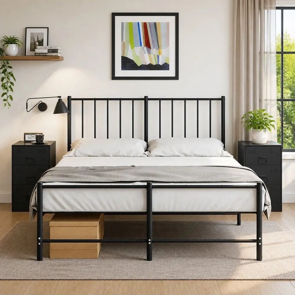 Bedside Cabinets Steel 34.5x39x62cm Black 2 Pieces
