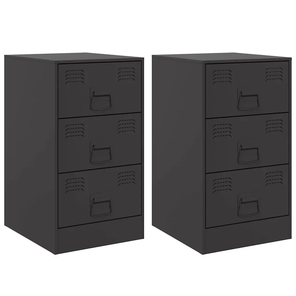 Bedside Cabinets Steel 34.5x39x62cm Black 2 Pieces