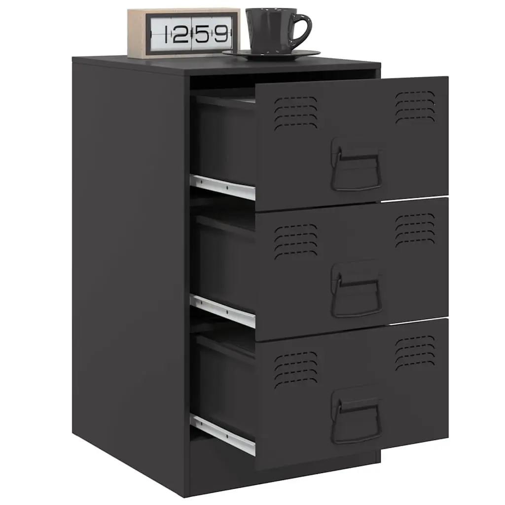 Bedside Cabinets Steel 34.5x39x62cm Black 2 Pieces