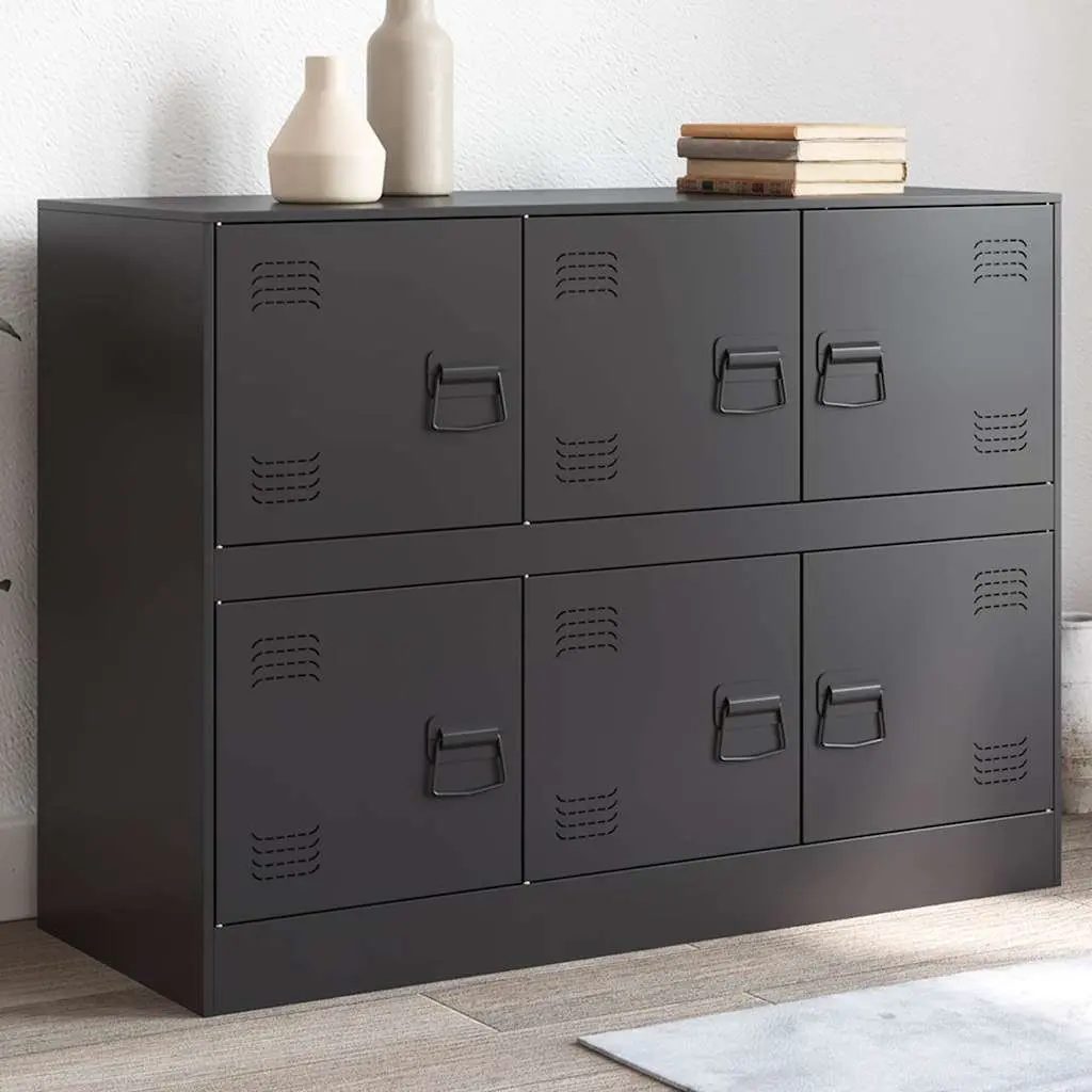 Black Sideboard with Steel Frame for Storage