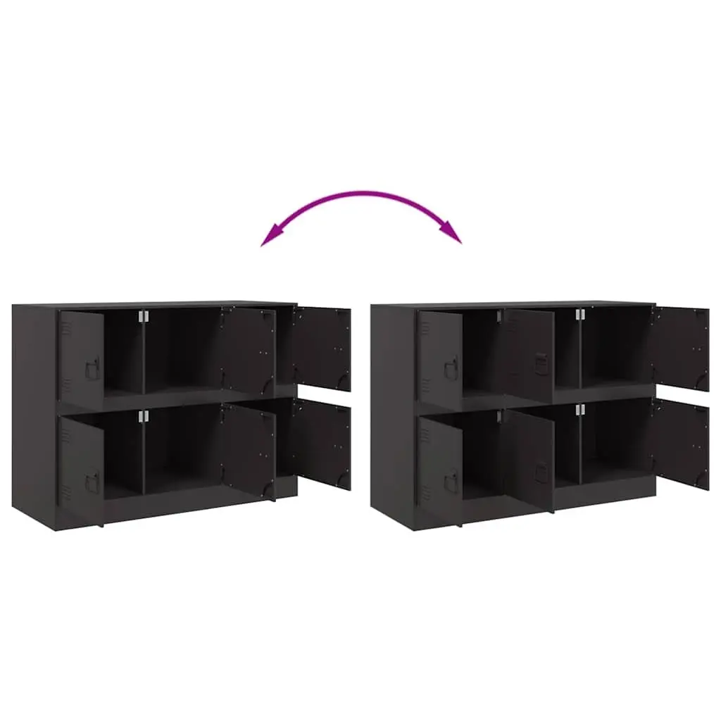 Black Sideboard with Steel Frame for Storage