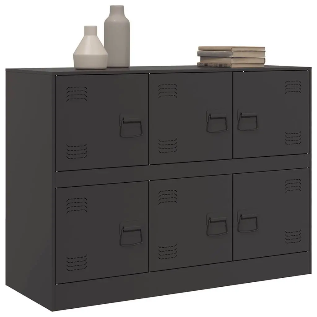 Black Sideboard with Steel Frame for Storage