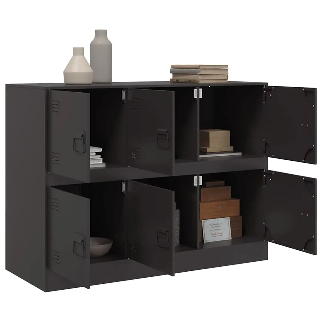 Black Sideboard with Steel Frame for Storage