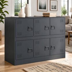 Anthracite Steel Frame Sideboard Storage Cabinet 99x39x73cm