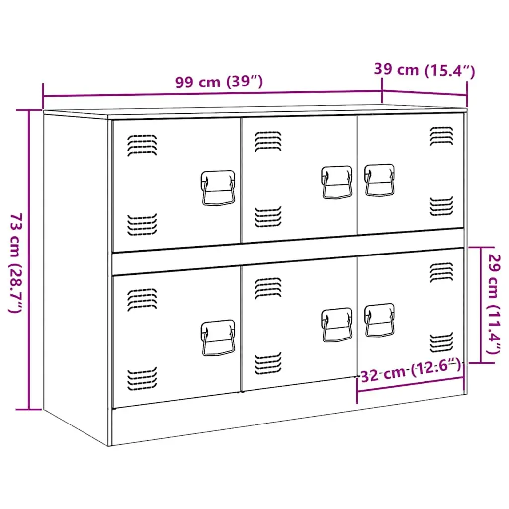 Sideboard Cold-rolled Steel 99x39x73cm Anthracite Storage Cabinet