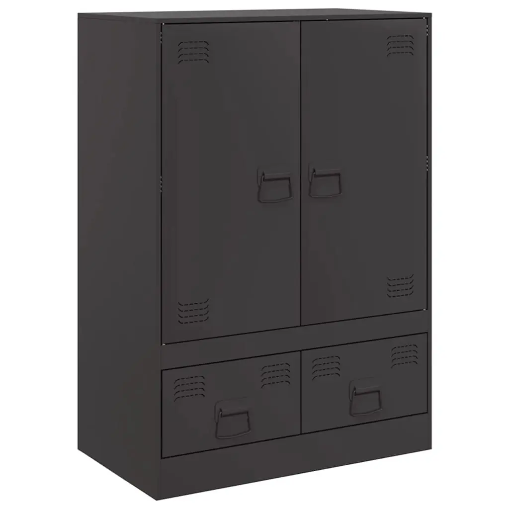 Black Highboard Cabinet with Durable Steel Frame