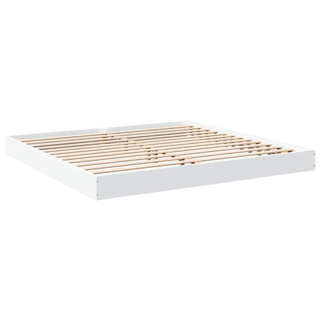 White Bed Frame 180x200 cm with Slatted Base