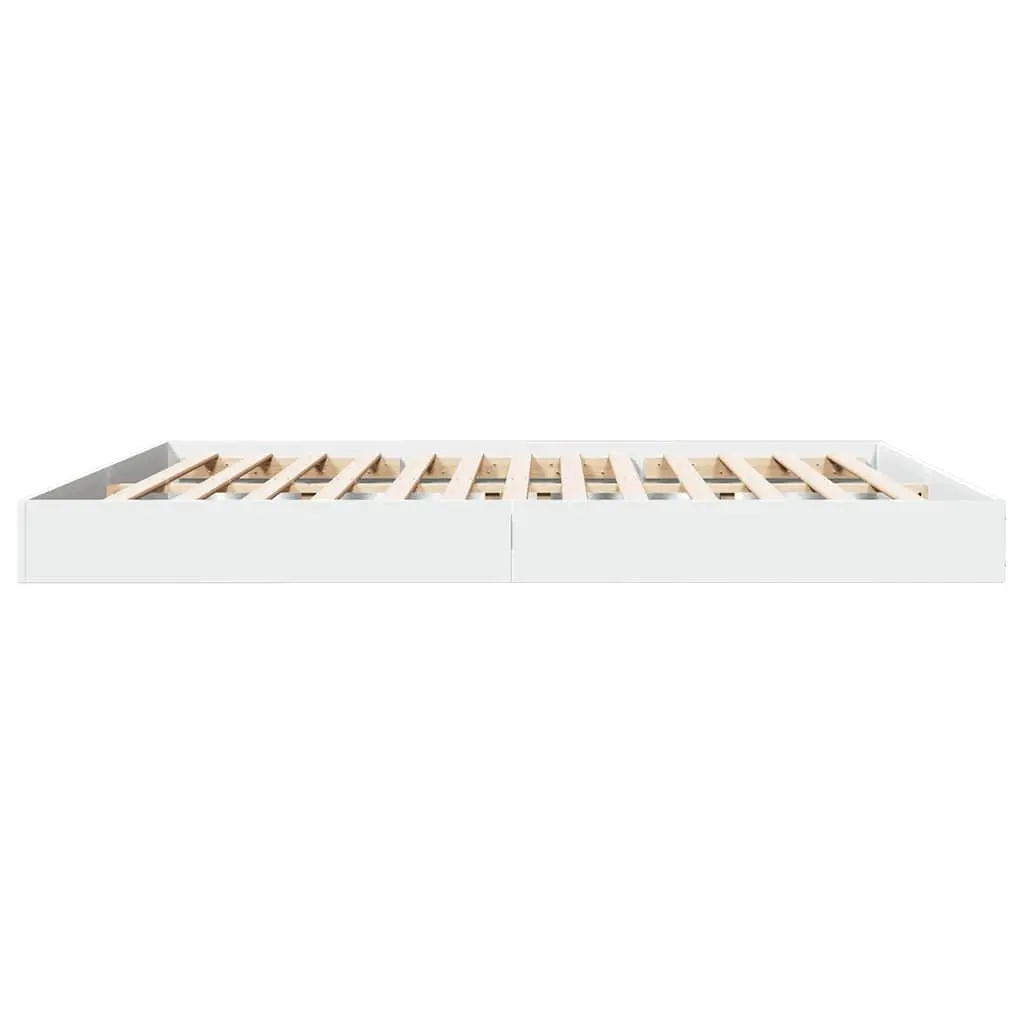White Bed Frame 180x200 cm with Slatted Base