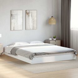 White Bed Frame 150x200 cm with Engineered Wood Slats