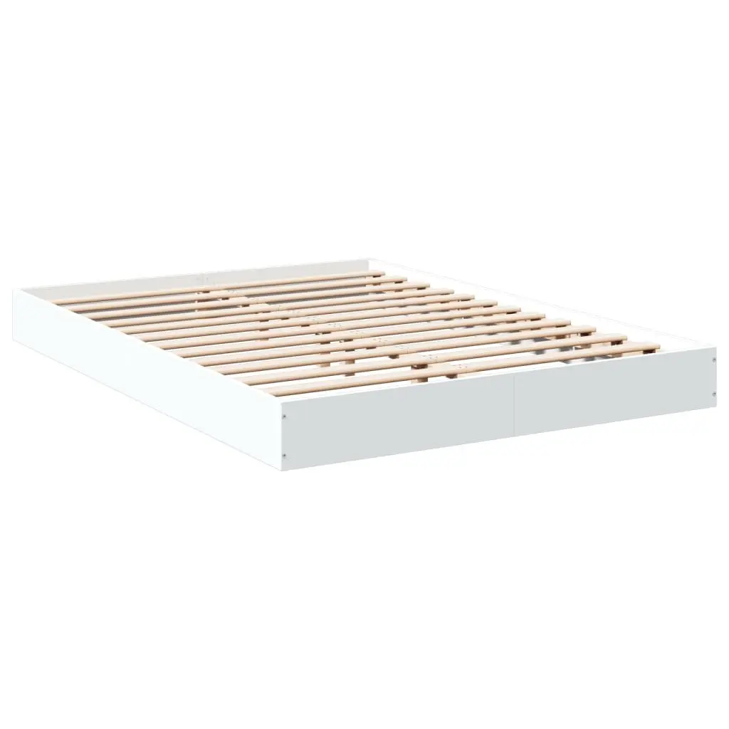 Bed Frame 135x190 cm White Engineered Wood