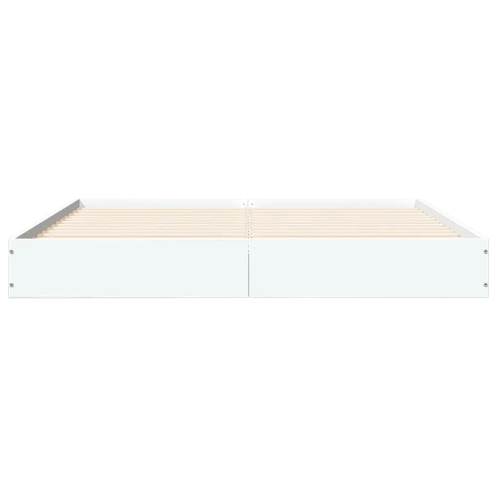 Bed Frame 135x190 cm White Engineered Wood
