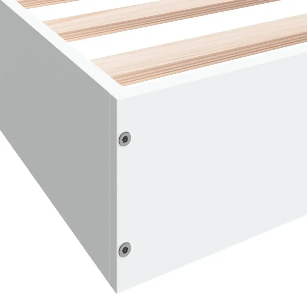 Bed Frame 135x190 cm White Engineered Wood
