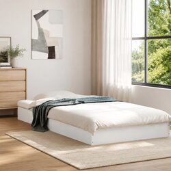 White Bed Frame 90x190 cm with Strong Engineered Wood