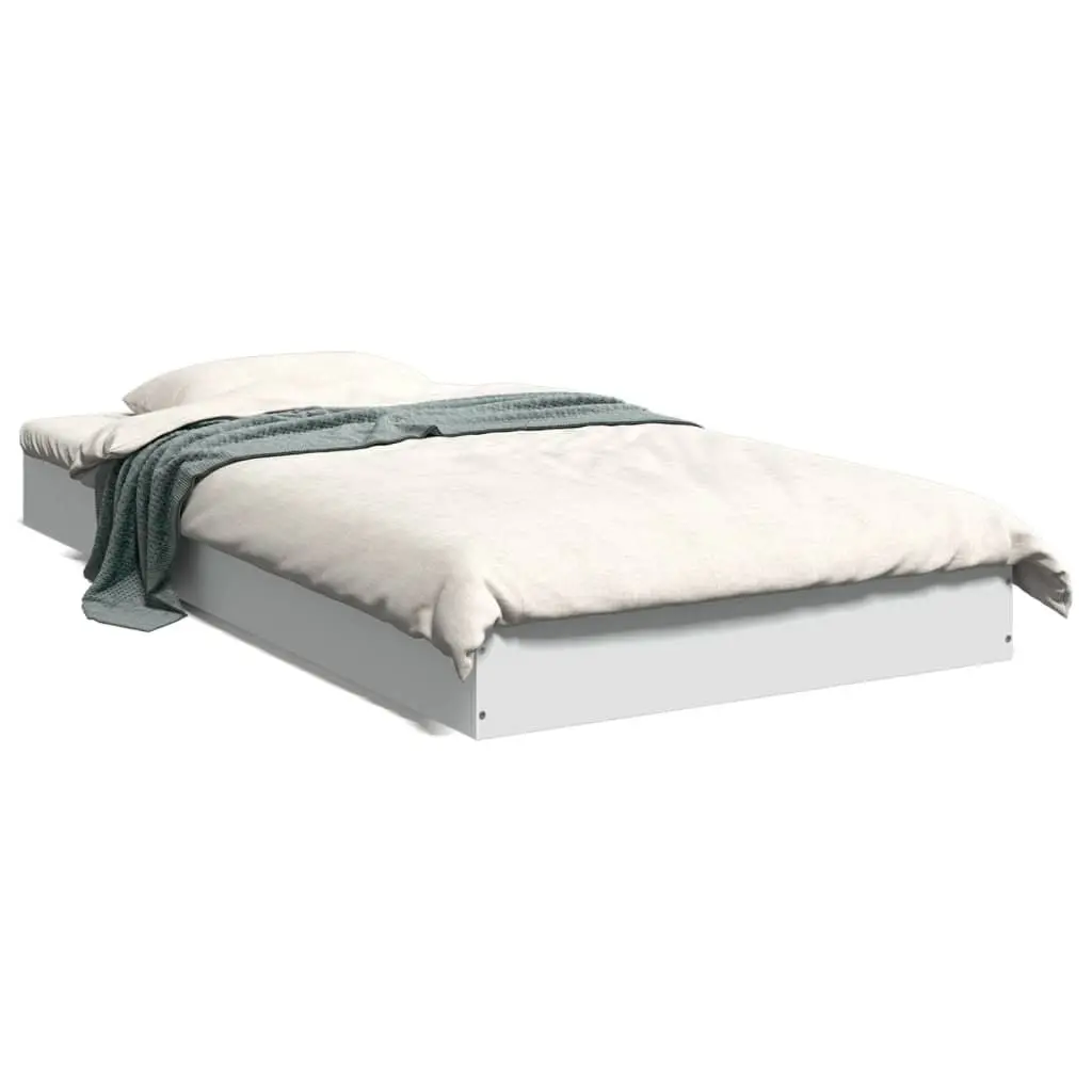 White Bed Frame 90x190 cm with Strong Engineered Wood