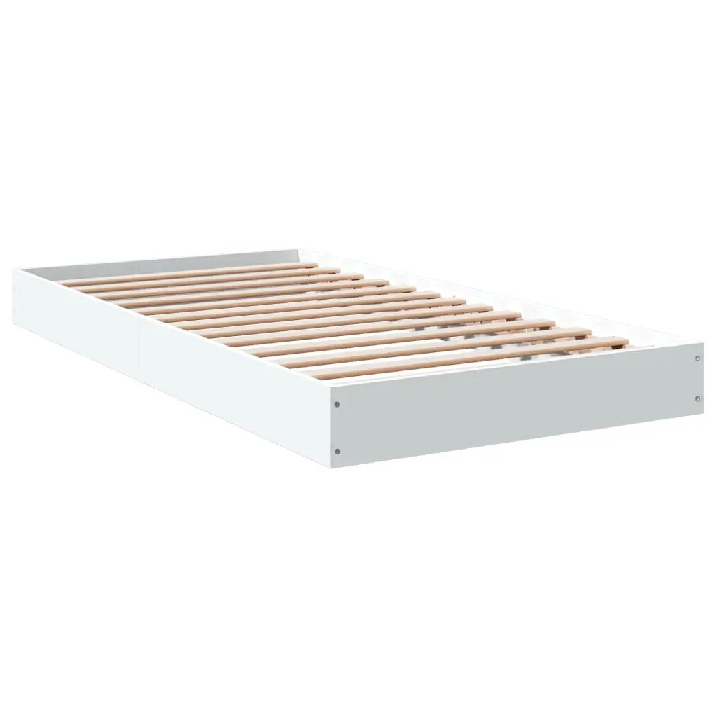 White Bed Frame 90x190 cm with Strong Engineered Wood