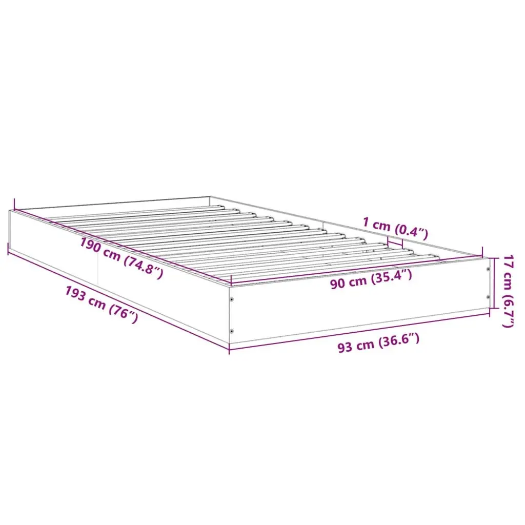 White Bed Frame 90x190 cm with Strong Engineered Wood