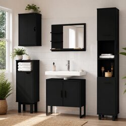 Sturdy Black Bathroom Vanity Cabinet for Under Sink Storage