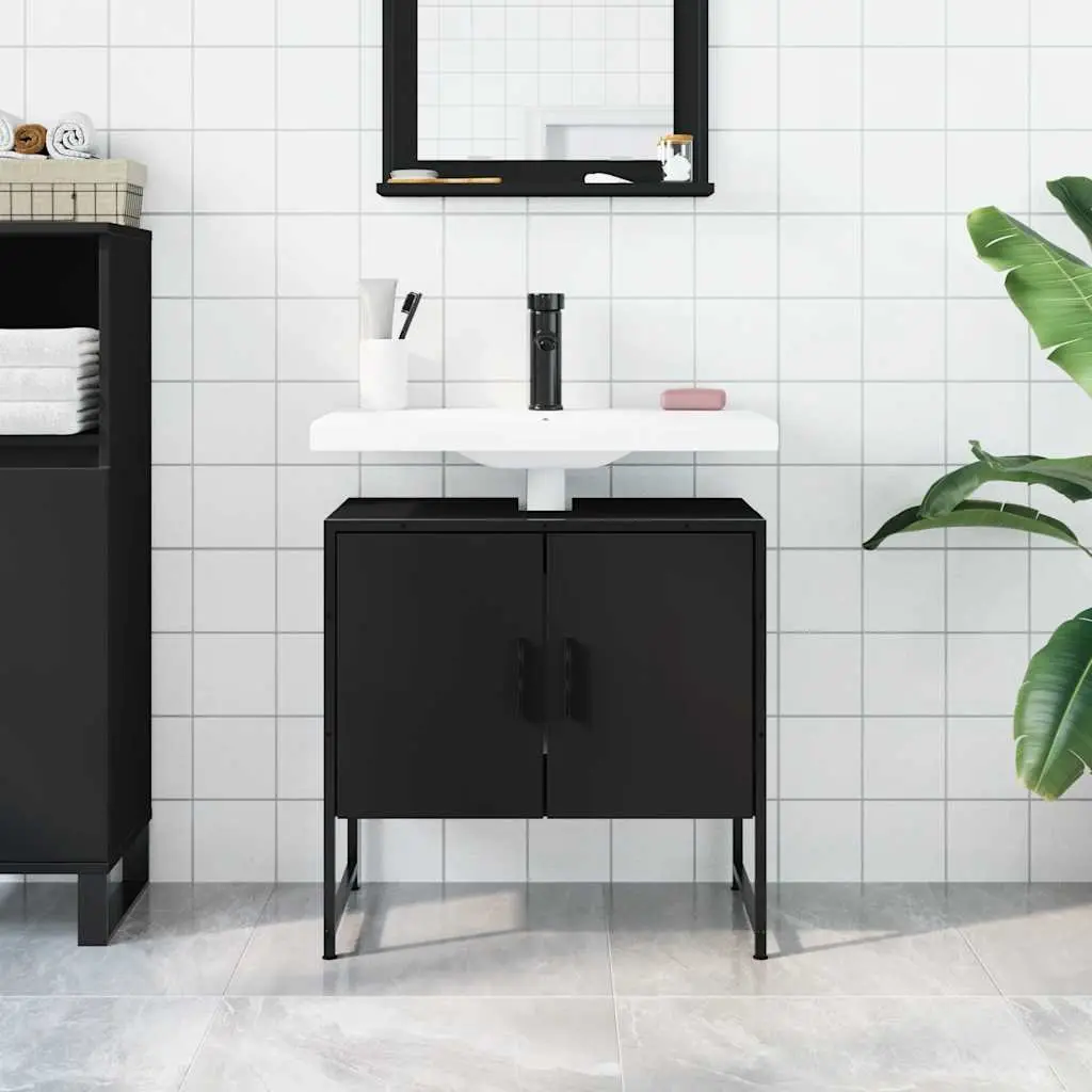 Bathroom Vanity Cabinet Engineered Wood 60x33x60cm Black