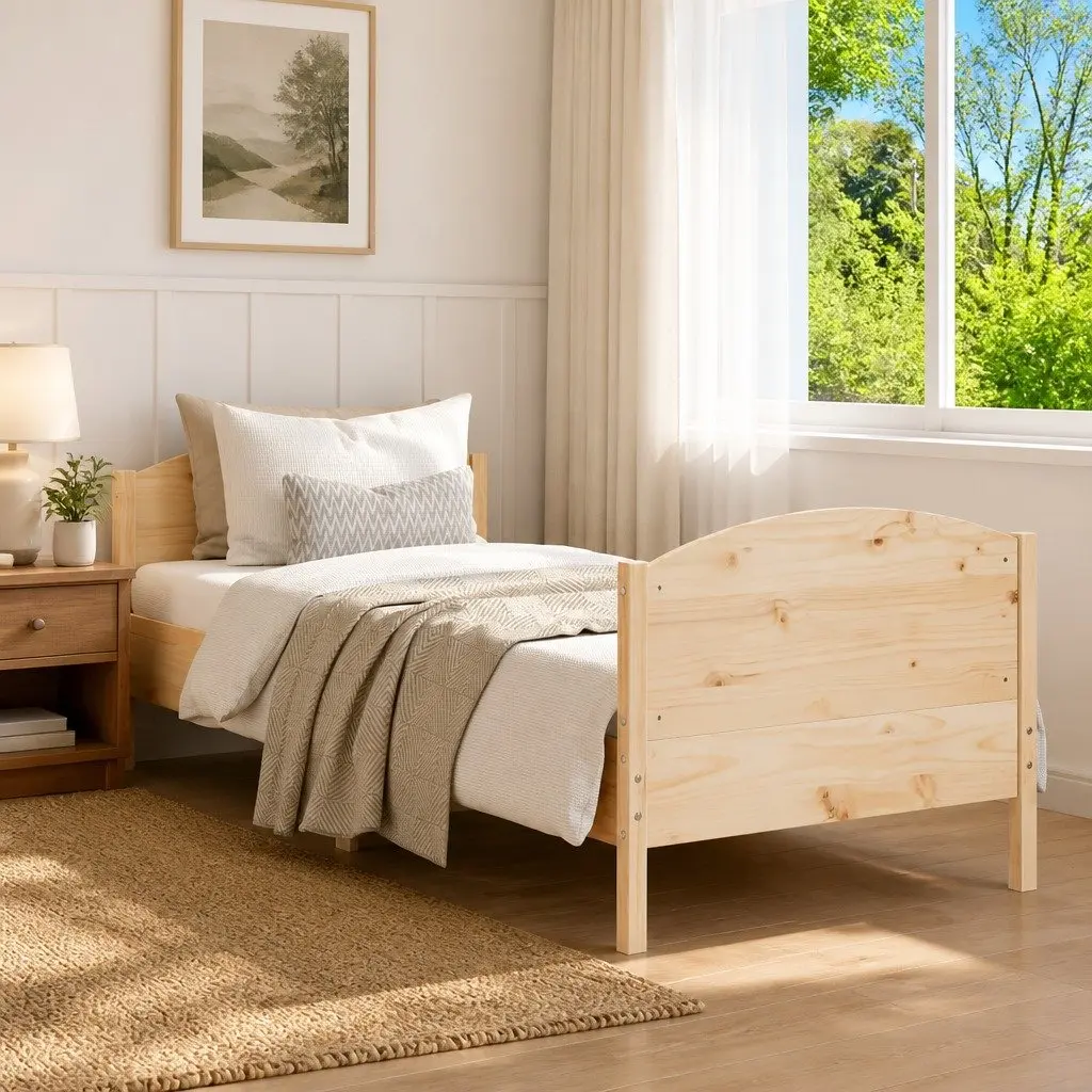 Solid Pine Wood Bed Frame 90x190 cm with Plywood Base