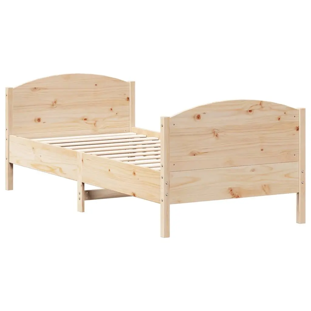 Solid Pine Wood Bed Frame 90x190 cm with Plywood Base