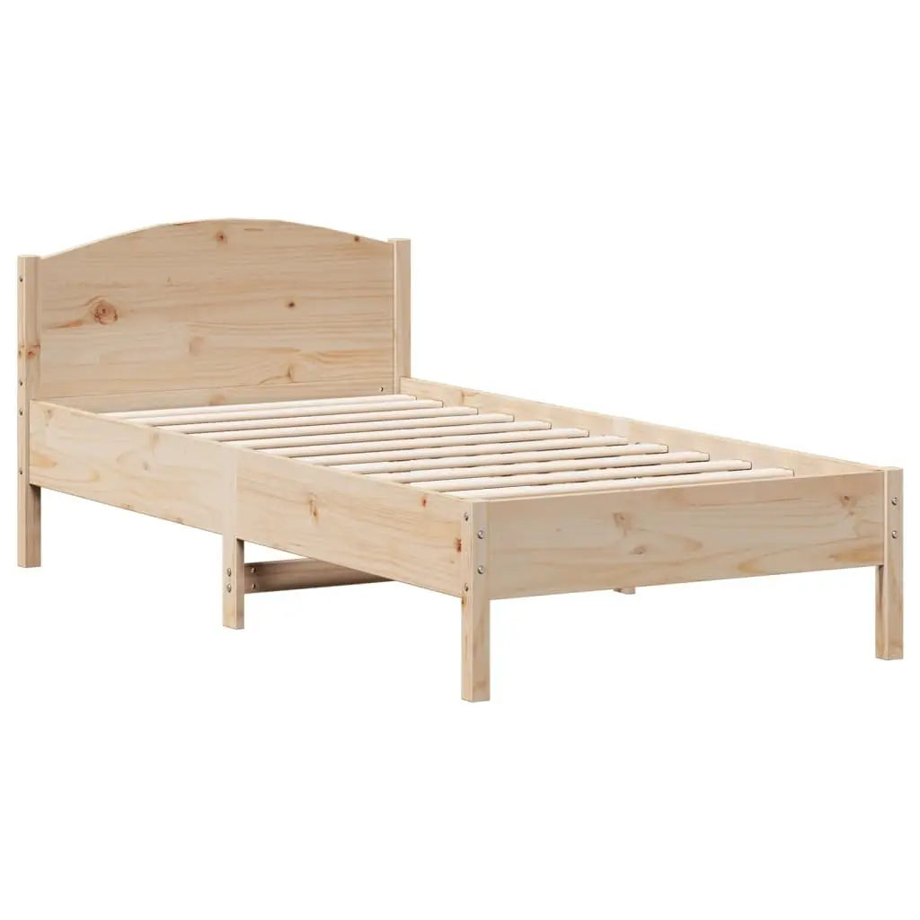 Solid Pine Wood Bed Frame with Supportive Headboard