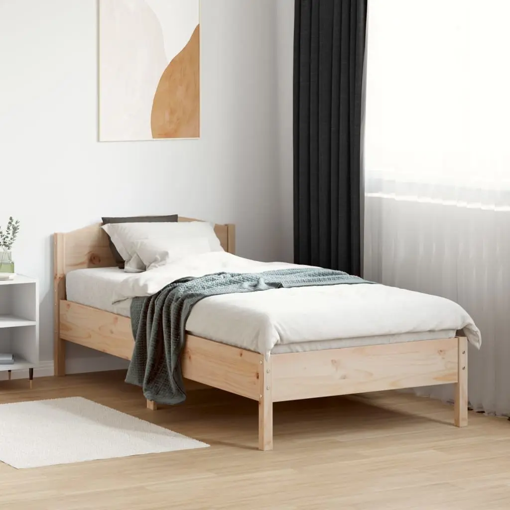 Solid Pine Wood Bed Frame with Supportive Headboard