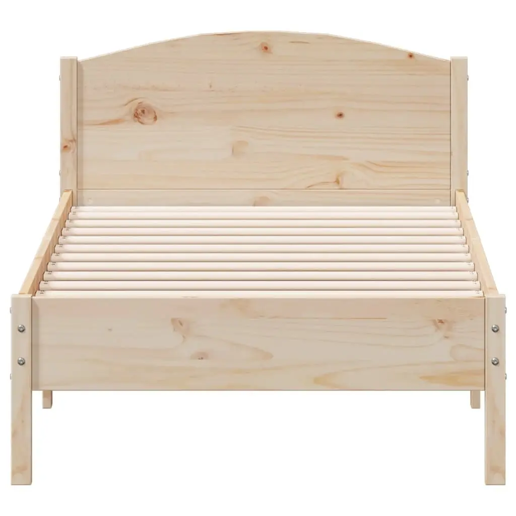 Solid Pine Wood Bed Frame with Supportive Headboard
