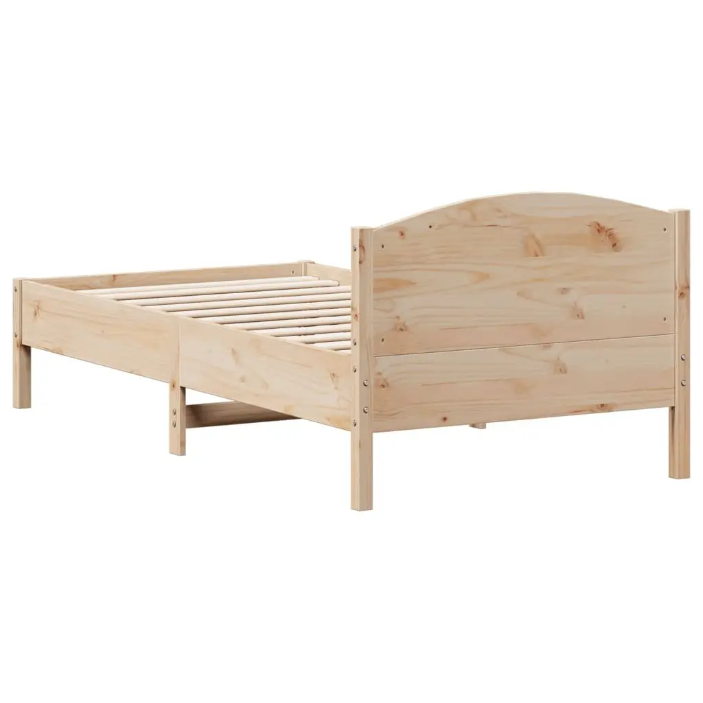 Solid Pine Wood Bed Frame with Supportive Headboard
