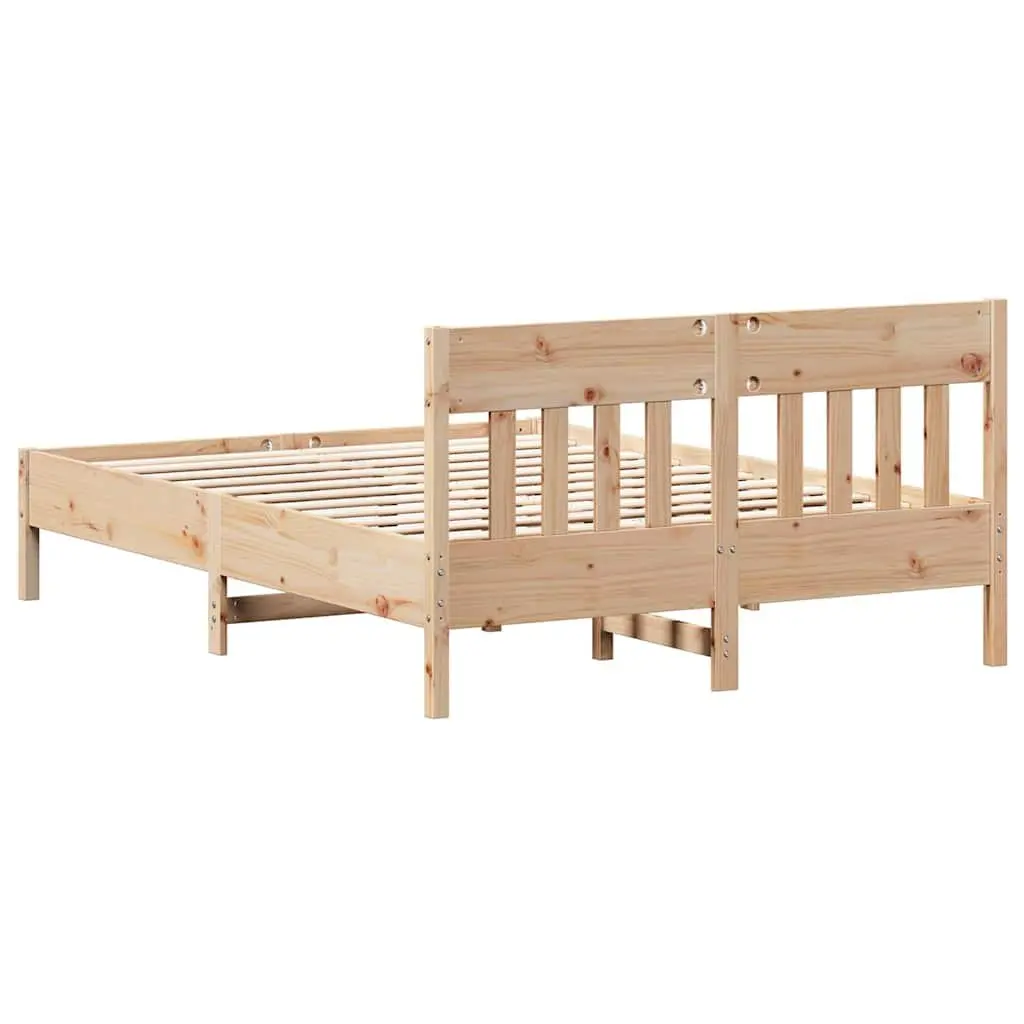 Solid Pine Wood Bed Frame 150x200 cm with Slatted Base