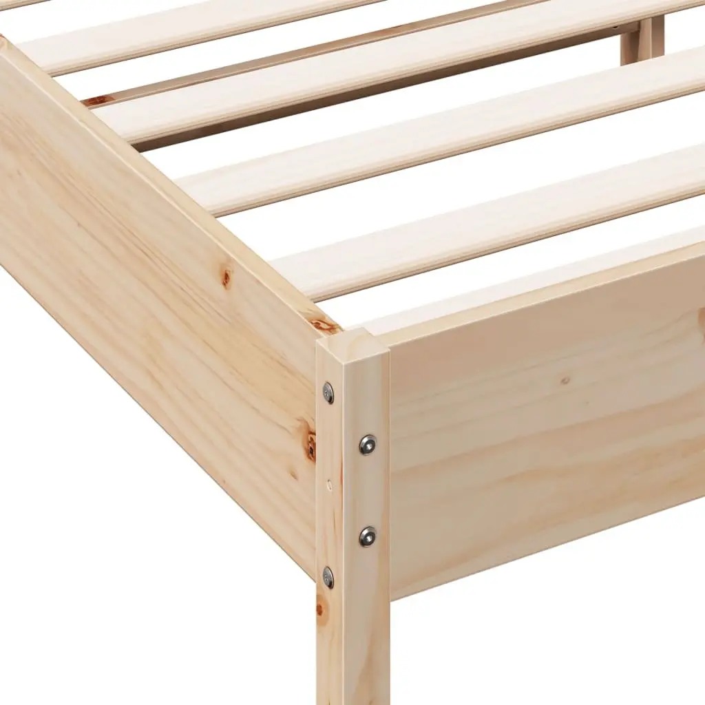 Solid Pine Wood Bed Frame 135x190 cm with Slatted Base