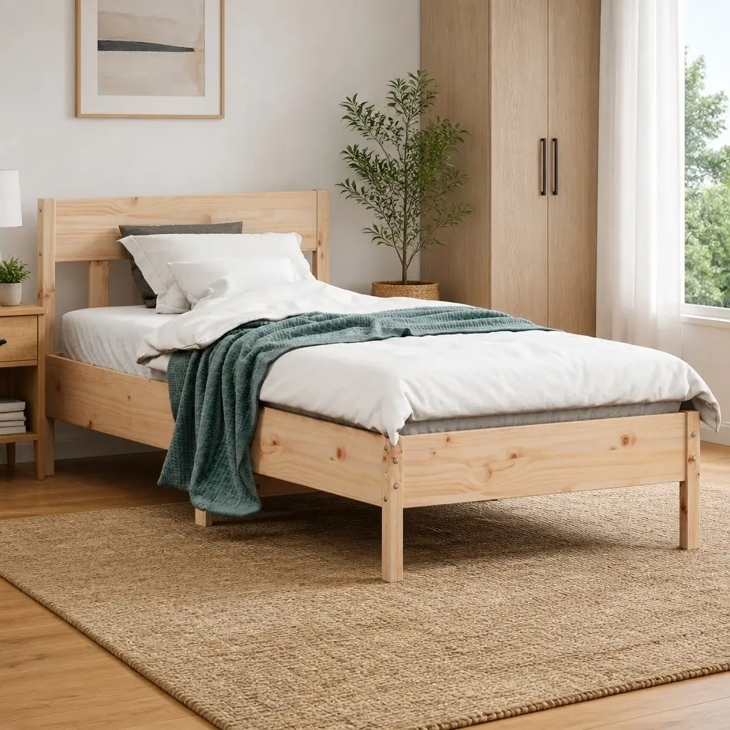 Solid Pine Wood Bed Frame 90x190 cm with Slatted Base