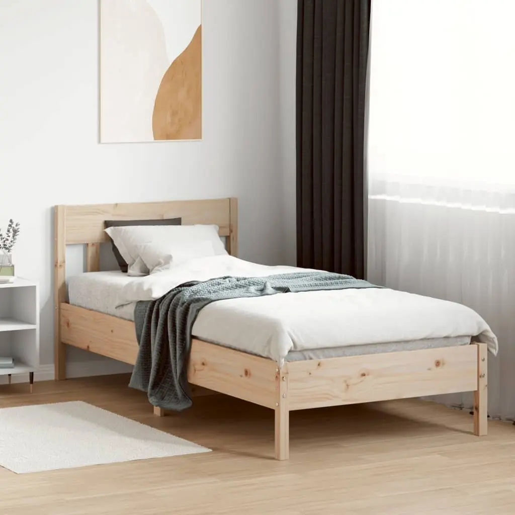 Solid Pine Wood Bed Frame 90x190 cm with Slatted Base