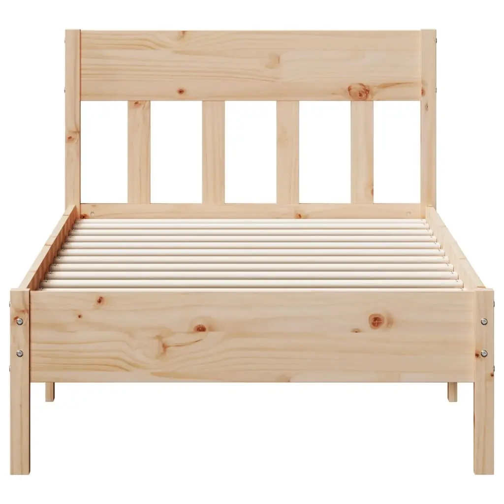 Solid Pine Wood Bed Frame 90x190 cm with Slatted Base